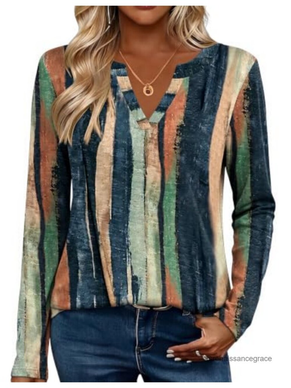 Zeagoo Women's Long Sleeve V-Neck Tunic Top Floral Blouse